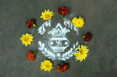 Uğurlu grafik rangoli, Hindistan 'ın Hindistan' ındaki Raigad Maharashtra resmini çiziyor. 