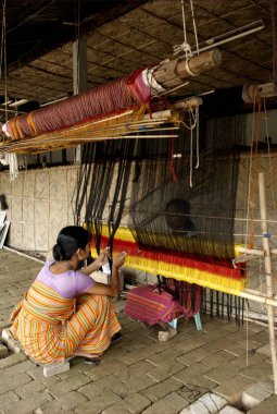 El işi; el dokuması üzerinde çalışan kadın; Aksiyon Kuzeydoğu Tröstü (ANT); Bongaigaon; Assam; Hindistan;