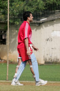 Master Blaster Sachin Tendulkar net practicing in Bombay Mumbai ; Maharashtra ; India  clipart