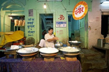 Famous Loknath shop of Rajaram selling curd, Uttar Pradesh, India, Asia clipart
