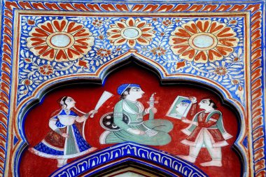 Haveli, Fatehpur Shekhavati, Rajasthan, Hindistan duvarında kraliyet mensubu resimleri
