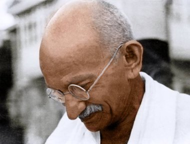 Mahatma Gandhi halk namaz toplantısında, Rungta House, Mumbai, Maharashtra, Hindistan, Asya, Eylül 1944 