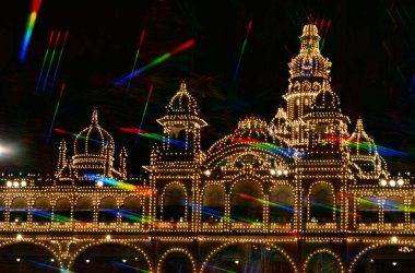 Illuminated Mysore Palace , Mysore , Karnataka , India clipart