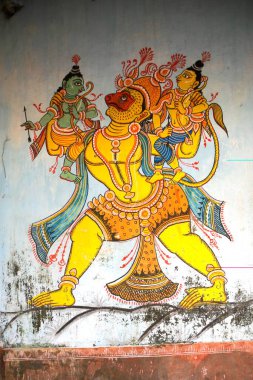 Wall painting ; Raghurajpur a art & craft village near Puri ; Orissa ; India clipart
