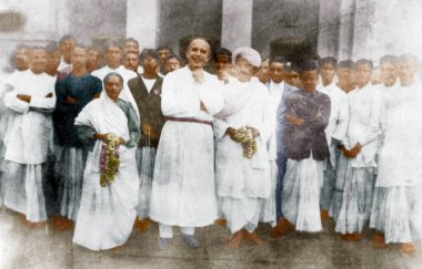 Kasturba Gandhi ve Mahatma Gandhi, Hindistan, Asya, 1915