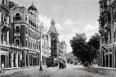 old vintage photo of Hornby Road mumbai maharashtra India  clipart