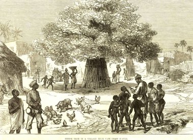 Hindistan 'ın Cape Coast Şatosu yakınlarındaki bir köyde fetiş ağacı. 