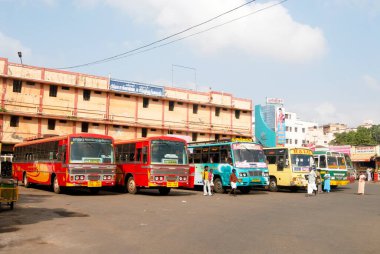 Eski otobüs durağı, Thanjavur, Tamil Nadu, Hindistan 