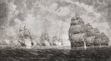 Pulo Aura Savaşı 'nın eski bir fotoğrafı, 1804 