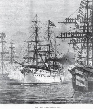 Bombay Mumbai Limanı, Maharashtra, Hindistan 'da HMS Serapis' in Tur Gelişi Krallığı 