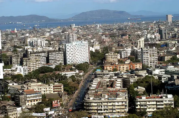 Mumbai şehri, Bombay Mumbai, Maharashtra, Hindistan 'ın havadan görüntüsü.