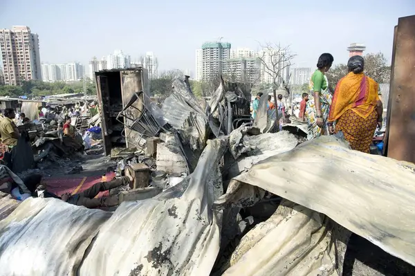 stock image Slum fire, damu nagar, kandivali, mumbai, maharashtra, india, asia 