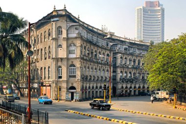 Picture post card of heritage Elphinstone Circle now Horniman circle, Bombay Mumbai, Maharashtra, India  clipart