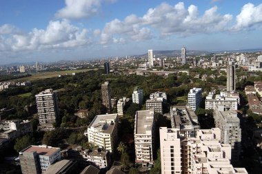 Mumbai şehri, Bombay Mumbai, Maharashtra, Hindistan 'ın havadan görüntüsü.