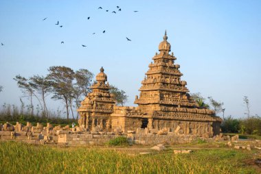 Deniz kıyısındaki sahil tapınağı mahabalipuram, Chennai, Tamil nadu, Hindistan.