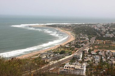 Aerial view of ramkrishna or r k beach, Vishakhapatnam, Andhra Pradesh, India  clipart