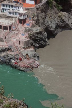Confluence of Alakananda and Bhagirathi rivers in Pauri Garhwal Uttarakhand India Asia clipart