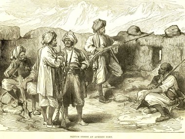 Askeri ve munity isyan, Hindistan 'daki bir Afreedi Kalesi' nin içinde Sketch 'i gösteriyor. 