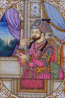 Moğol İmparatoru Şah Cihan Hindistan Asya 'nın Minyatür Resimleri