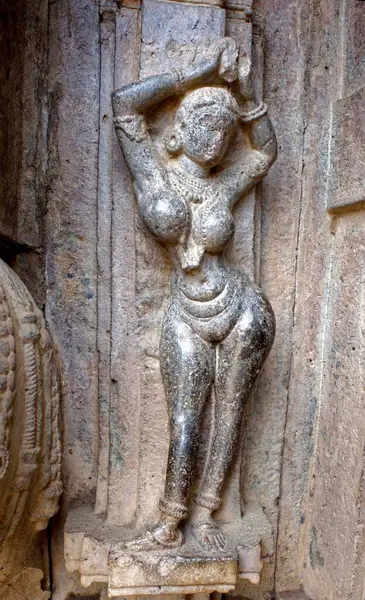 stock image Naked woman sculpture on kopeshwar Shiva temple, Maharashtra, India, Asia.