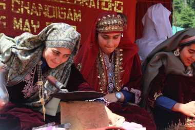 kashmiri women celebrating Chandigam, Kashmir, India, Asia   clipart