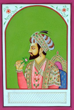 Miniature painting of Mughal Emperor Shah jahan clipart