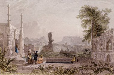 Lithograf, resim, eski Hindistan 