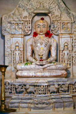 Indian Jain God of white marble Sirohi temple Rajasthan India Asia  clipart