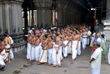 Chidambaram Nataraja Tapınağı 'ndaki vedic okulu öğrencileri; Chidambaram; Tamil Nadu; Hindistan