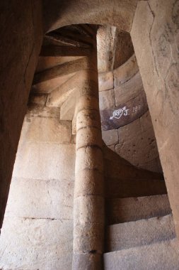 Stone spiral steps of fort Sahar ; Halol ; Gujarat ; India clipart