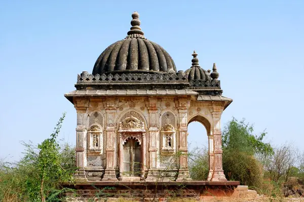 stock image Ruins stone dome at muslim graveyard, kutch, Gujarat, India 