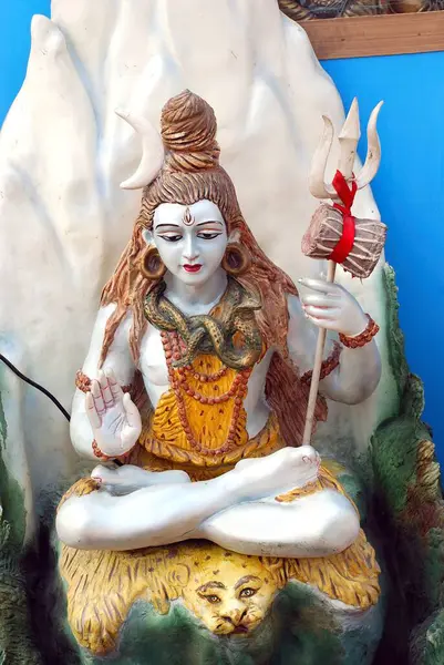 stock image Lord Shiva statue sitting on tiger skin 