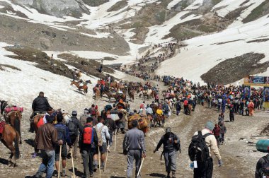 Pilgrim, mahagunas pass, amarnath yatra, Jammu Kashmir, Hindistan, Asya 