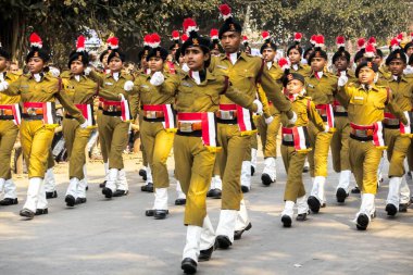 İzciler grubu Cumhuriyet Günü geçit töreni, Kolkata, Batı Bengal, Hindistan, Asya 