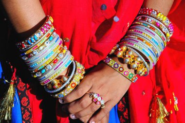 Woman wearing bangles , Rajasthan , India clipart