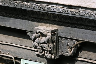 Peshwa Vishrambag wada 'da ahşap sanat; Pune; Maharashtra; Hindistan