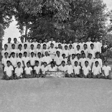 Kasturba Okulu Kasturbadham Rajkot Gujarat Hindistan 'ın siyah beyaz resimleri.  