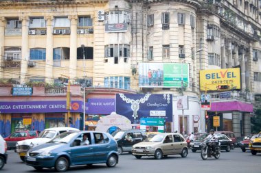 Sokak manzarası, yol trafiği, Park Caddesi, Kalküta Şimdi Kolkata, Batı Bengal, Hindistan 