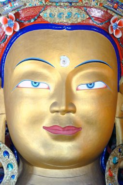Maitreya heykeli Thikse Gompa, Leh, Ladakh, Jammu ve Kashmir 'de, Hindistan 