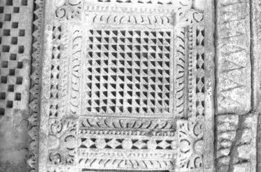 Jali penceresi, Rani ki vav, stepwell, patan, Gujarat, Hindistan, Asya