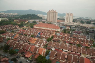 Konut kompleksinin havadan görünüşü, penang, malezya, asya