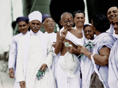 Mahatma Gandhi İngiltere 'ye gitmeden önce köstebek, Mumbai, Maharashtra, Hindistan, Asya, 29 Ağustos 1931