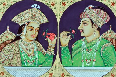 Hindistan 'daki Jahangir ile Kraliçe Noorjahan' ın Minyatür Boyaması