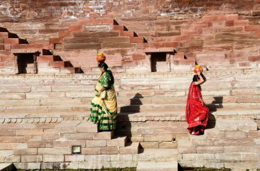 Ot çeken Rajasthani kadını Toorji ka jhalara, jodhpur, Rajasthan, Hindistan, Asya 