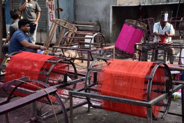 İplik ipliği, uçurtma festivali, Surat, Gujarat, Hindistan, Asya 