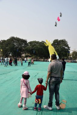 Uluslararası Uçurtma Festivali, Tithal, Valsad, Gujarat, Hindistan, Asya 