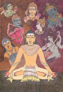 Sanatçı S. Rajam, vedas, saint, sadhu, swami, sannyasin, keşiş, adanmışlık, meditasyon, hindu inancı, hinduizm, hinduizm, sanat, yoga, himalaya akademi sanatı, agni, shiva, asura, indra, shakti, samadhi