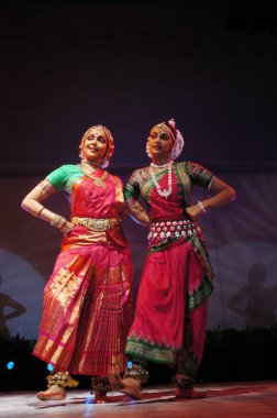 Bollywood Indian actress Hema Malini and daughter Ahana Deol performed together in piece titled Parampara at Indian Institute of Technology IIT college festival Mood Indigo, Bombay Mumbai, Maharashtra, India clipart
