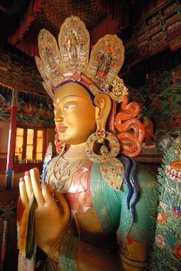 Buddha statue in Tikse or Thiksey monastery ; Leh ; Ladakh ; Jammu & Kashmir ; India clipart