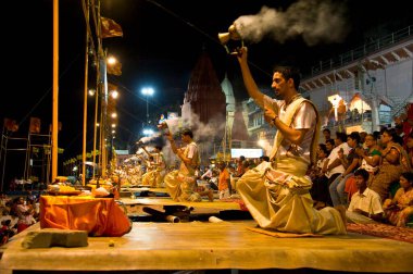 Aarti dashashwamedh ghat, varanasi, uttar pradesh, Hindistan, Asya 